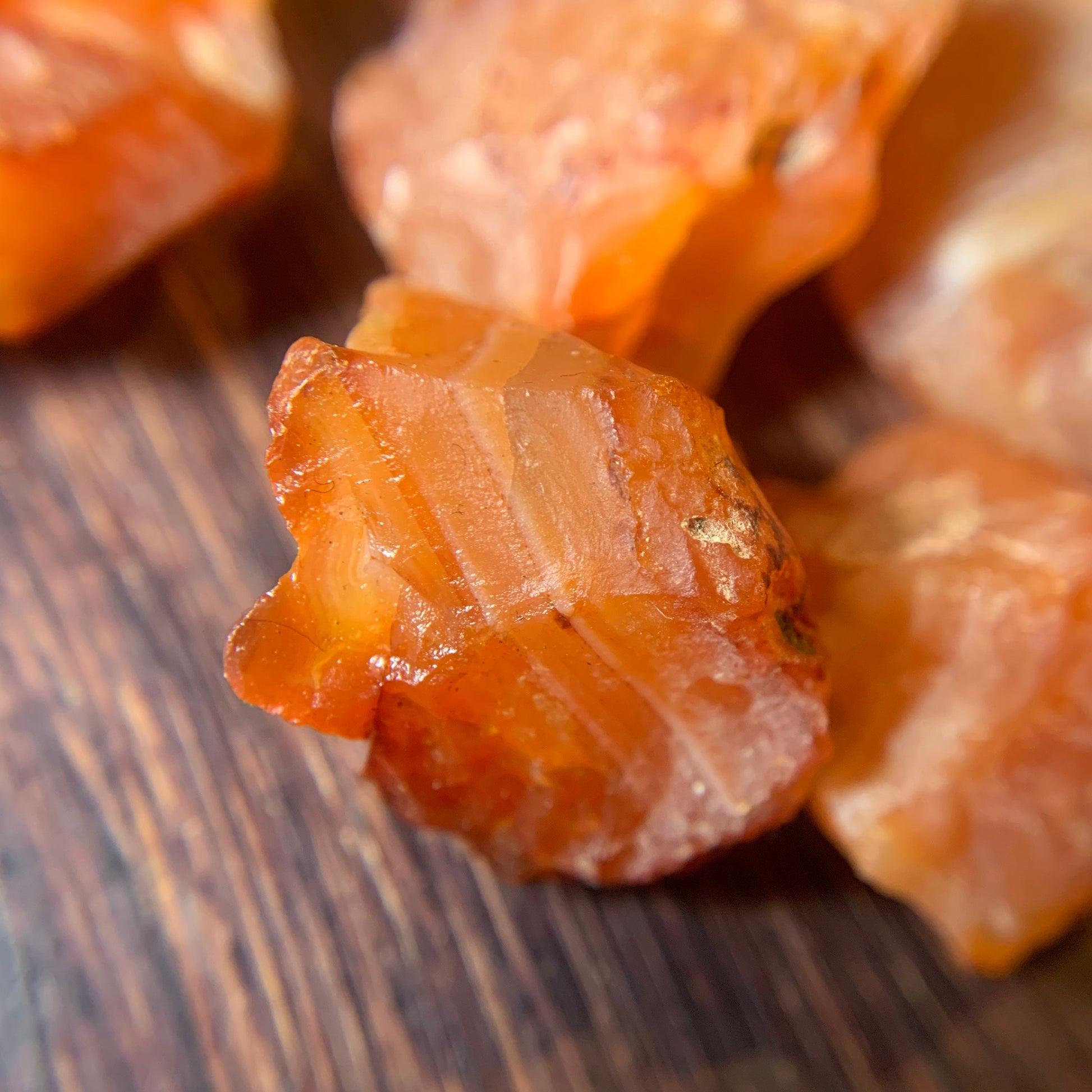 Raw Carnelian close up with banding