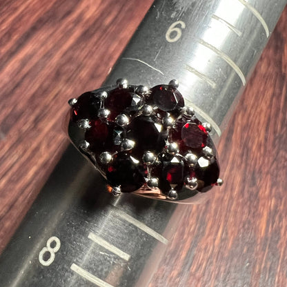 Rhodium over Sterling Silver Garnet Ring | Size 7