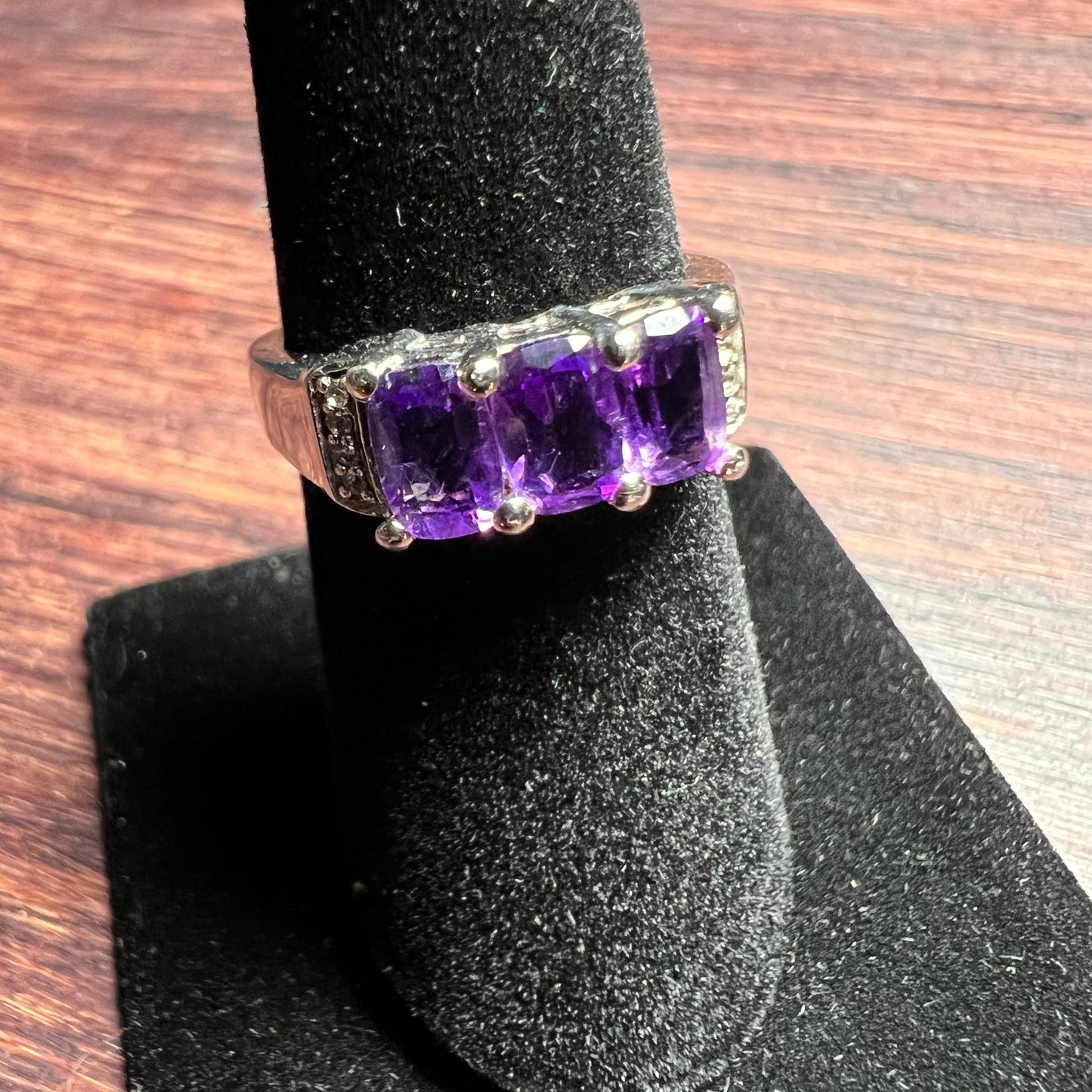 Rhodium over Sterling Silver Amethyst Ring | Size 7