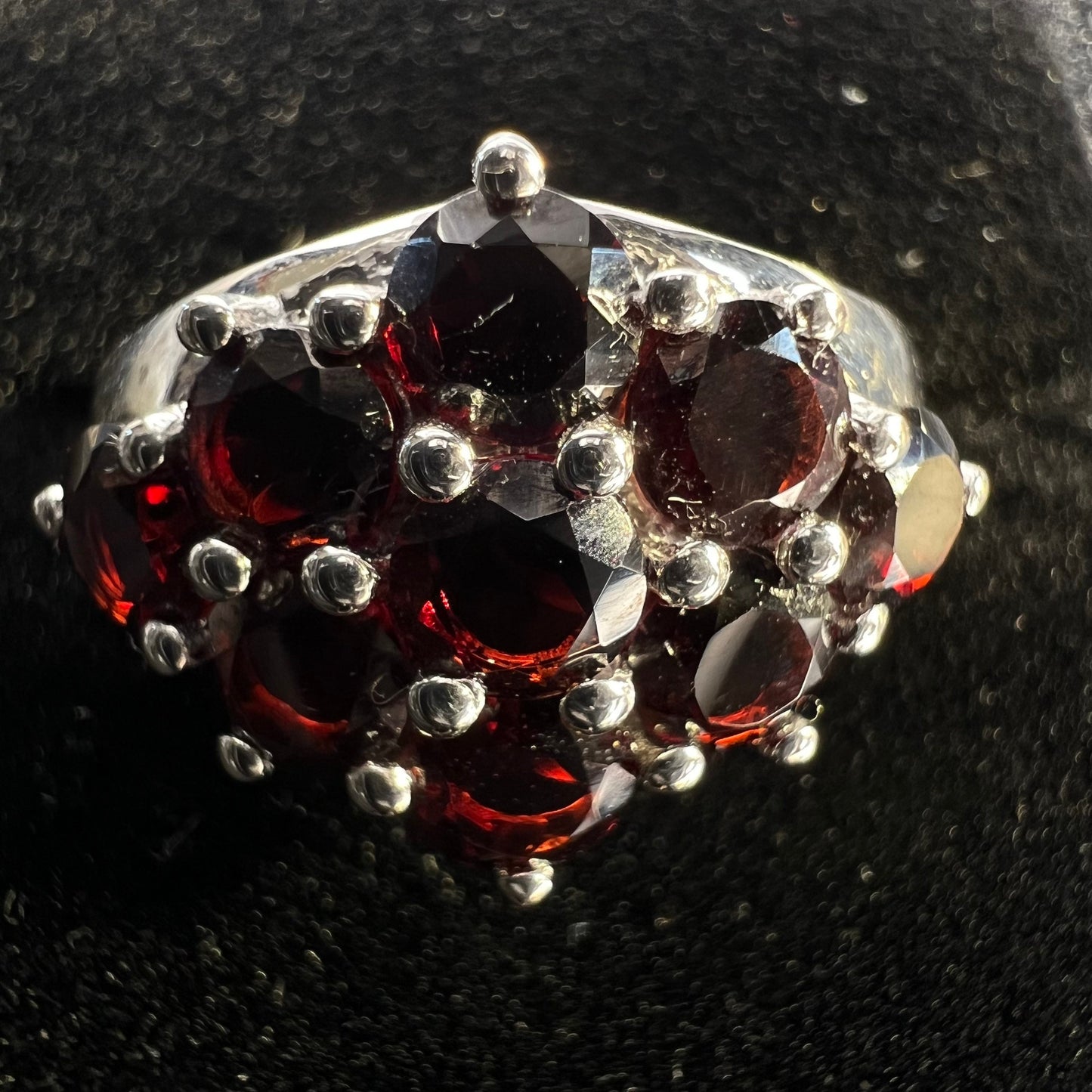 Rhodium over Sterling Silver Garnet Ring | Size 7