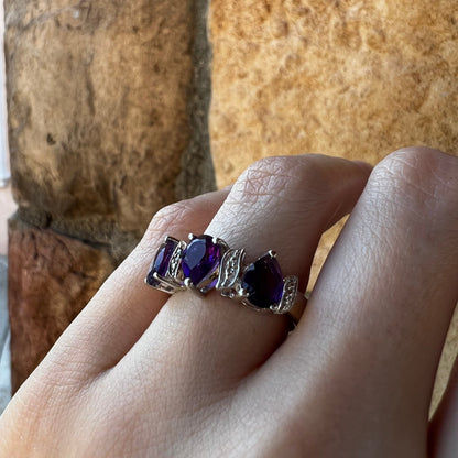 White Gold Rhodium over Sterling silver Amethyst and Topaz Ring | Size 7