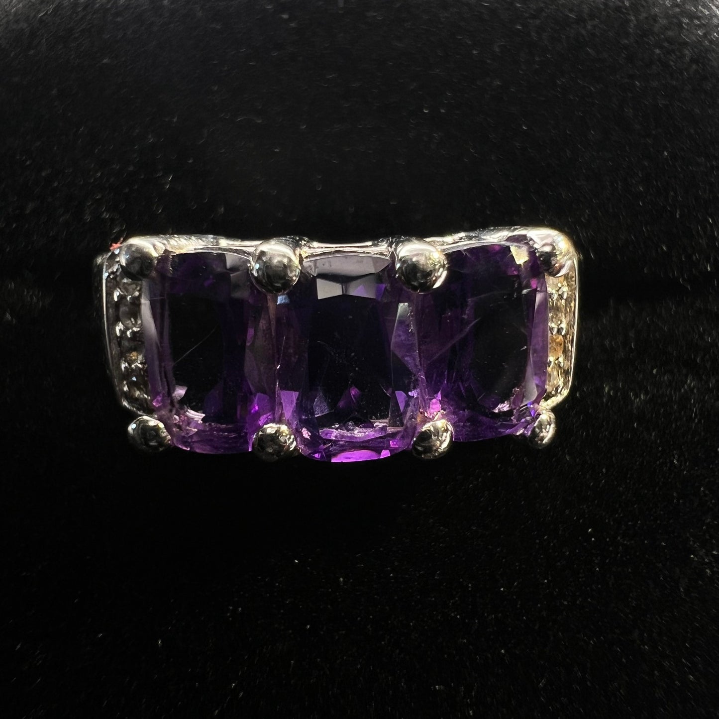 Rhodium over Sterling Silver Amethyst Ring | Size 7