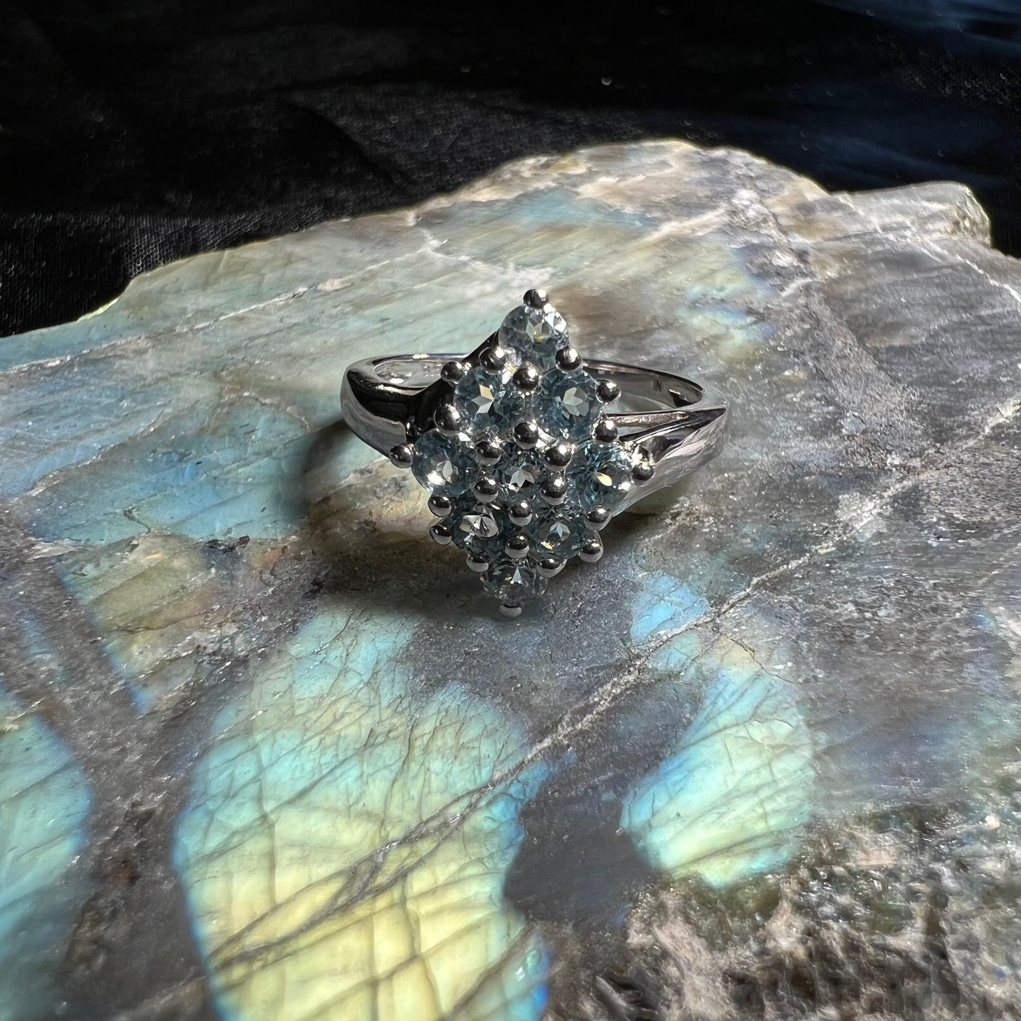 Rhodium over Sterling silver Topaz Ring | Size 7
