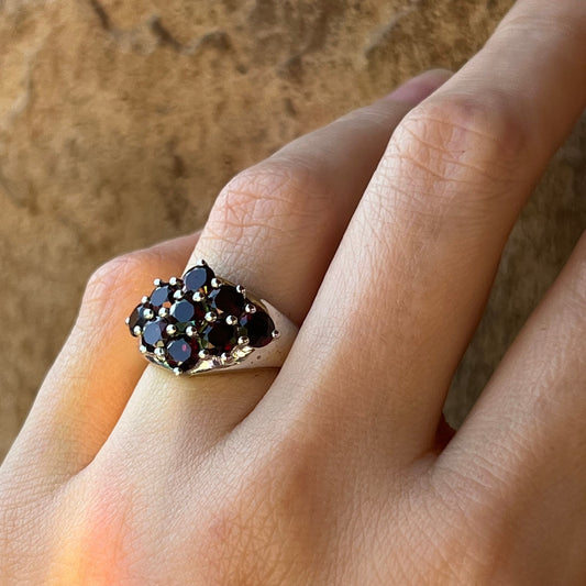 Rhodium over Sterling Silver Garnet Ring | Size 7